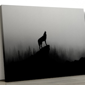 Wolf Silhouet zwart-wit Ingelijste Badkamer slaapkamer huis Canvas Print Wall Art cadeau pp138
