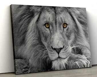 Large Lion Black and White Home lion king Decor Nature bathroom bedroom Framed Canvas Print Wall Art gift 453