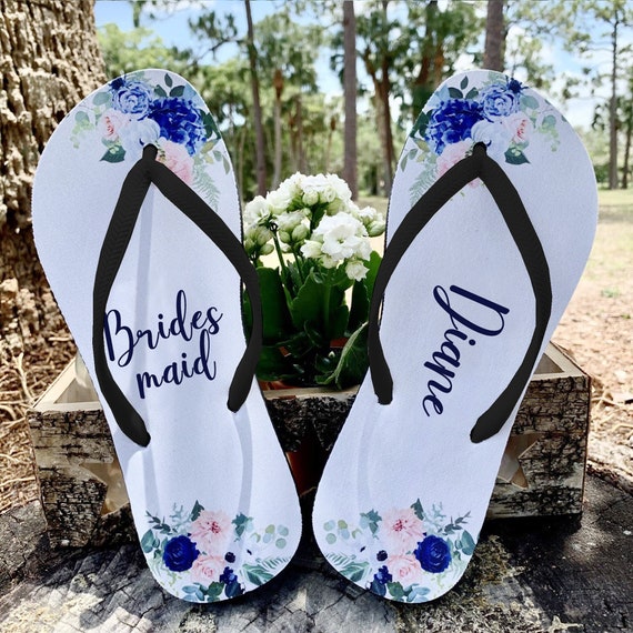 Custom Hydrangea Theme Flip Flops / Personalized / Gift for Guests