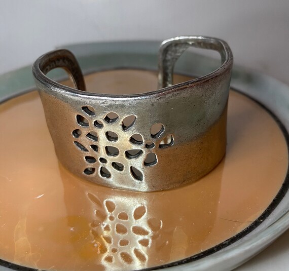 Boho Chic Silvertone Cuff Bracelet - image 8