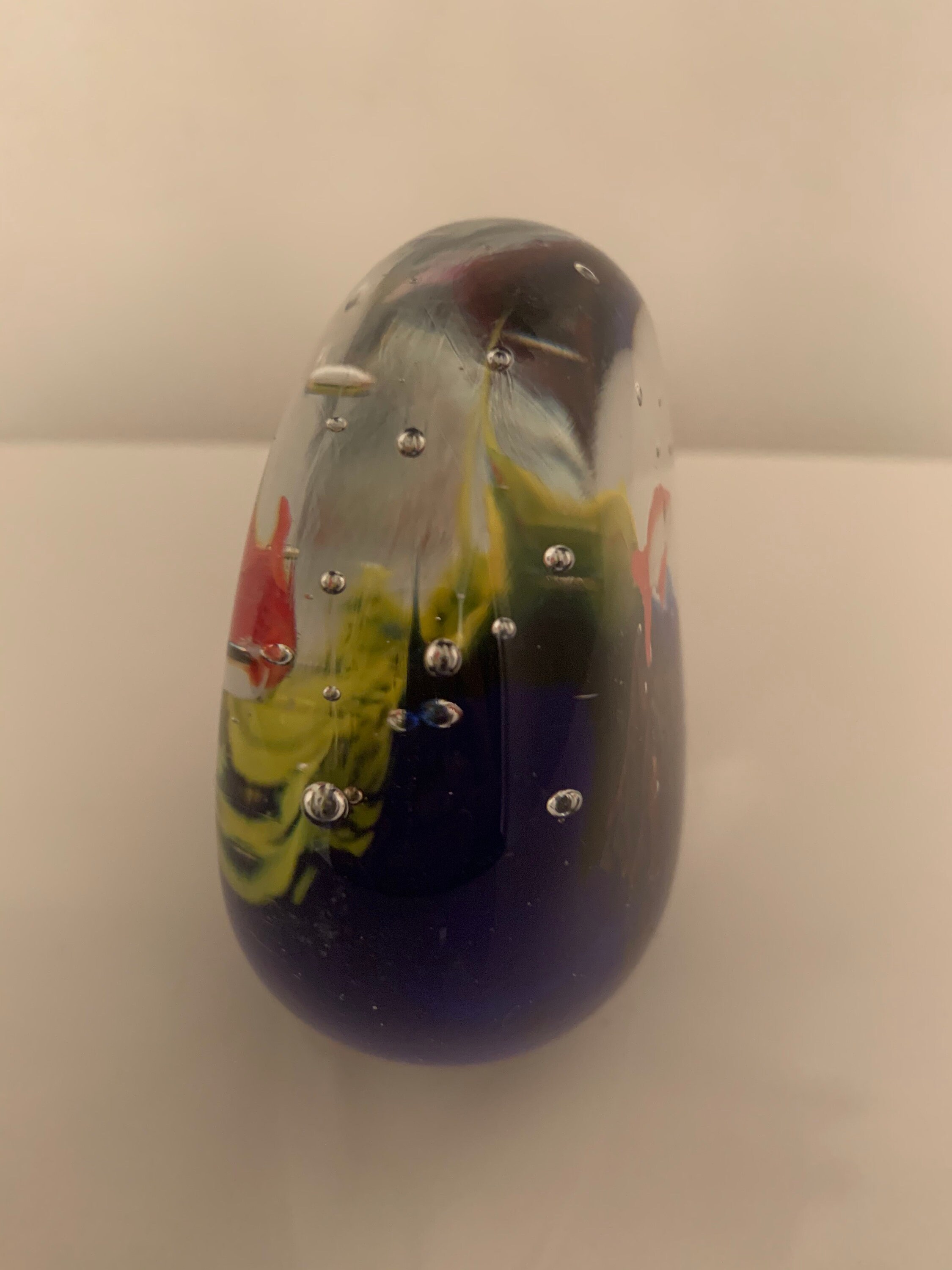 Small Clear Glass Paperweight with Painted Fish Etsy