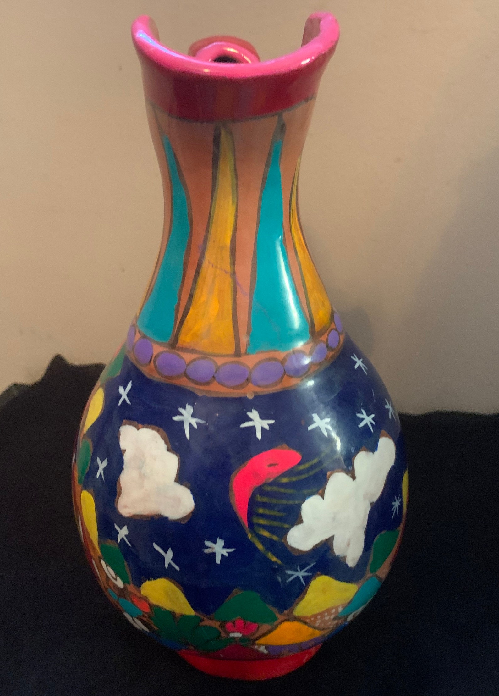 Colorful Vintage Mexican Clay Jug - Etsy UK