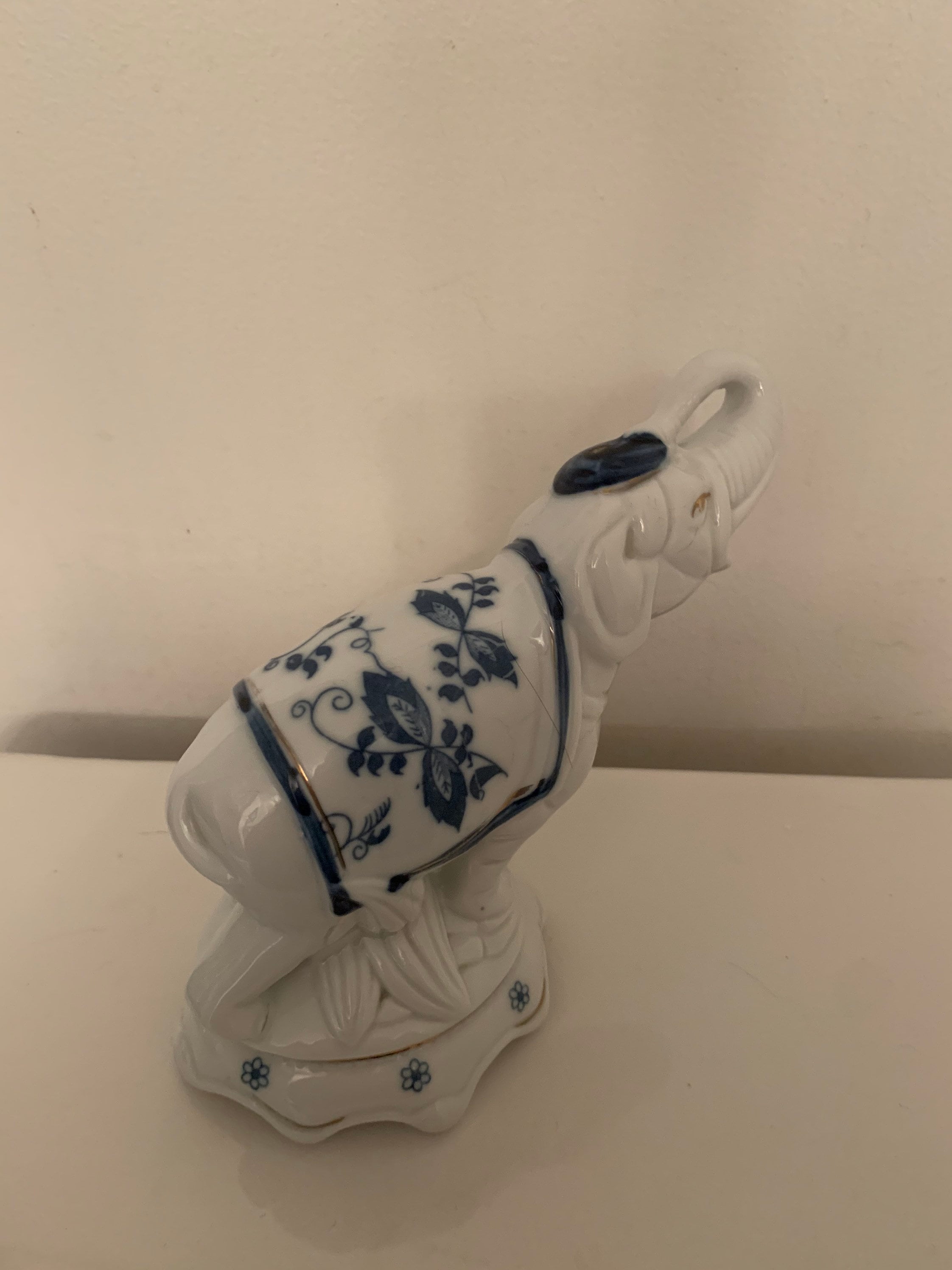 Sweet Porcelain Blue and White Elephant Etsy