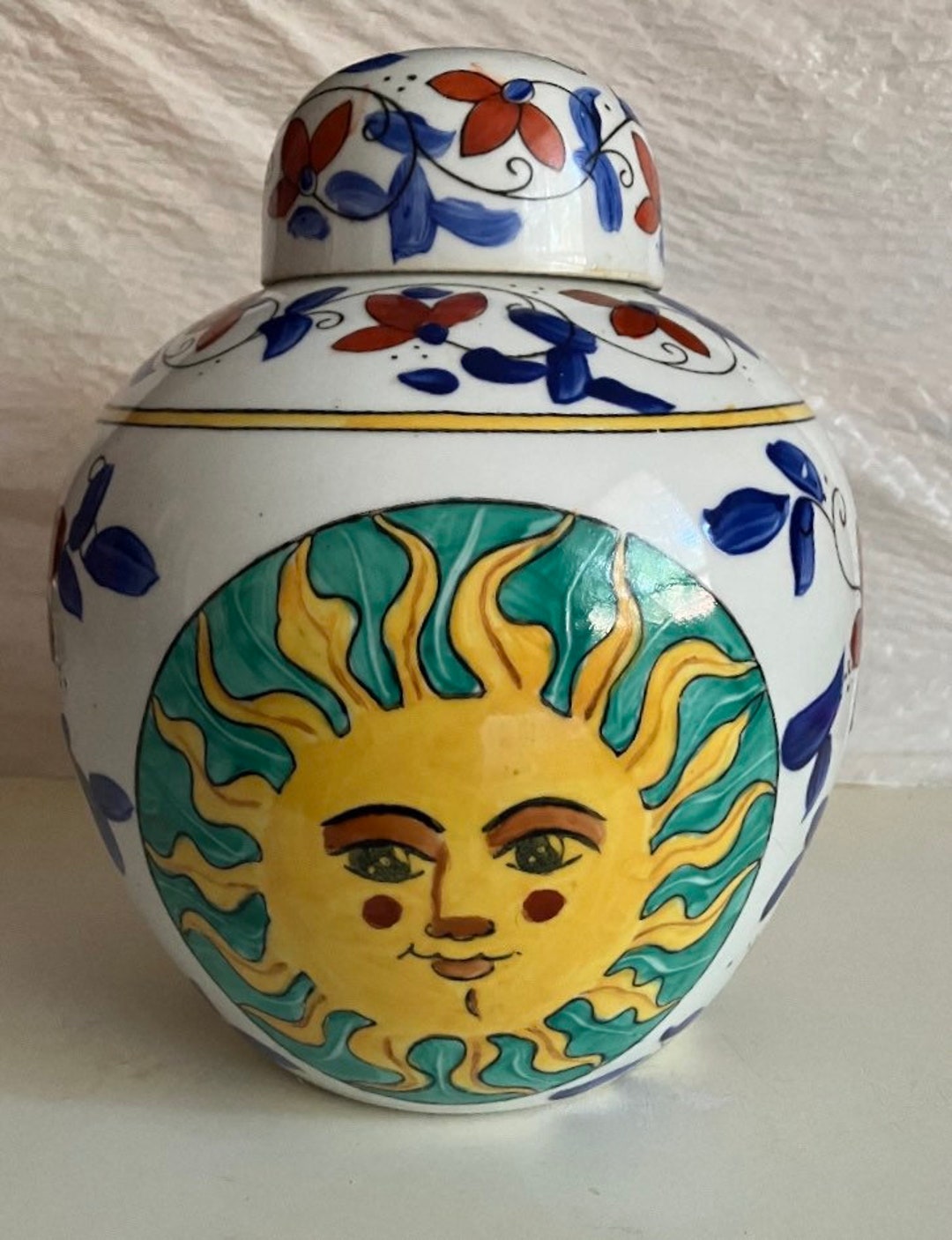 Vintage Sunburst Ginger Jar Etsy