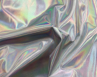 Iridescent Spandex Fabric stretch silver bronzing fabric for DIY stage cosplay costume 150cm wide sold by Yard