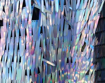 Iridescent Sword Shape Sequin on Mesh Base 54 inch Different Colors Sold by the Yard