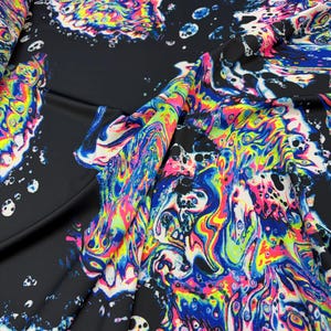 Nylons Spandex Neon Colors -Black Base- Slapsh Lava Lamp Sold By the Yard- Heavy weight