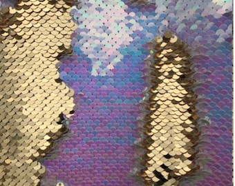 New Gold/Iridescent 5mm Flip Sequins-Reversible sequins Fabrics Sold by the yard