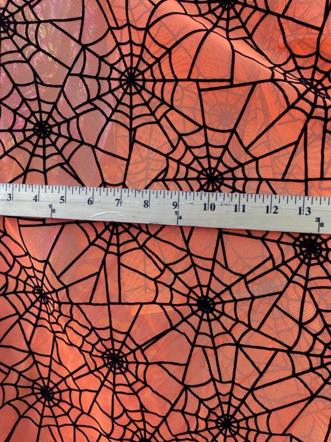 New Orange Mesh Black Spider  Fabric sold by yardPolyester Etsy