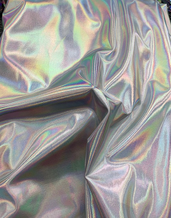 NEW silver Iridescent Foil on White Spandex Fabric sold by | Etsy