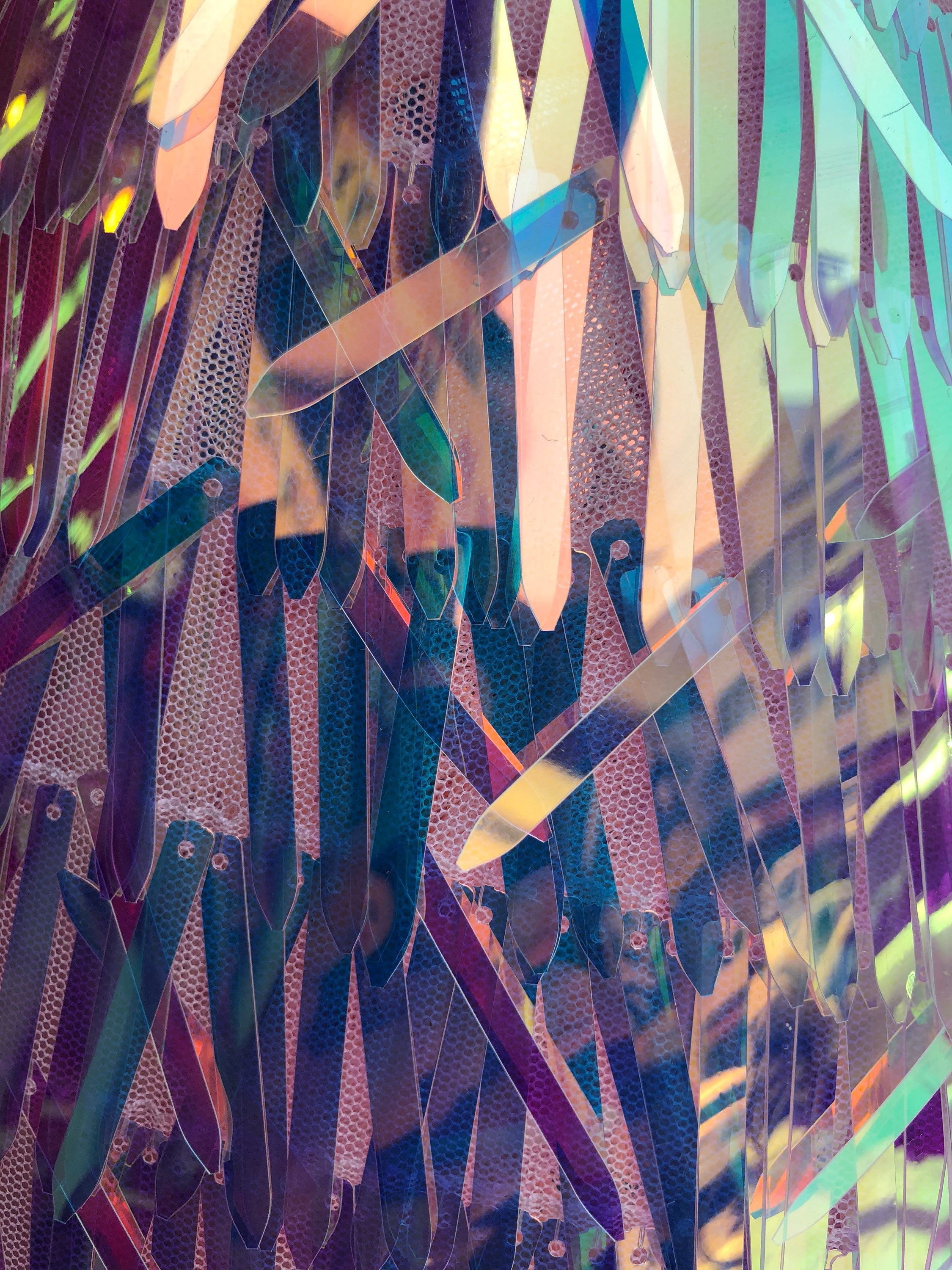 Sword Shaped Sequins - Silver - Hanging Iridescent Sequins On Mesh Fabric By Yard main image 1