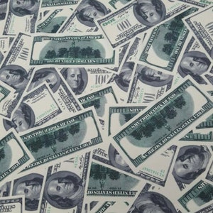 Green Benjamin Dollar Bills- Money Print On Spandex Fabric Sold by the Yard - Bills Fabrics