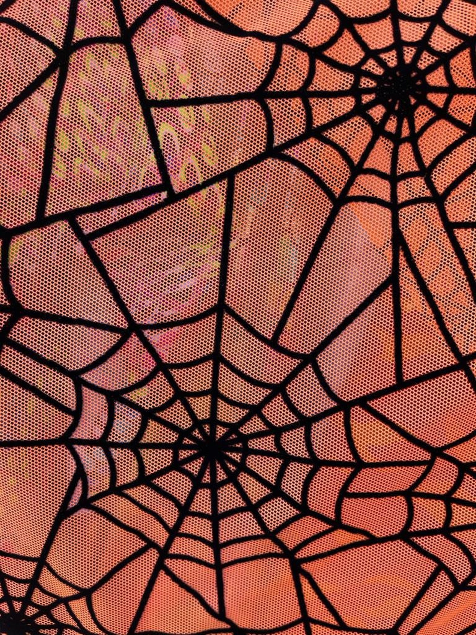 New Orange Mesh Black Spider  Fabric sold by yardPolyester Etsy