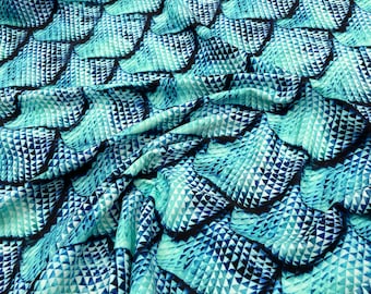 New Aqua Mermaid design print on nylon spandex fabric 4 way stretch 58/60” Sold by the YD. Ships worldwide from Los Angeles California USA