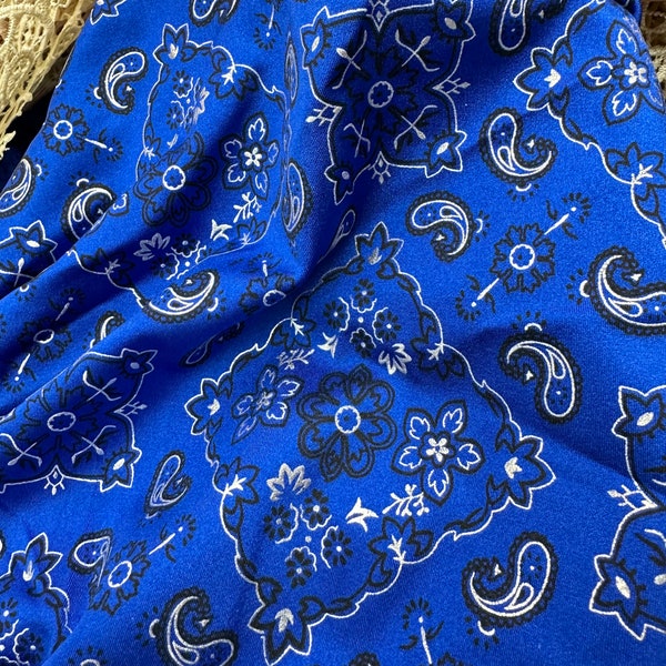 Bandana Spandex Fabrics- colors available Royal, Black, Yellow sold by the Yard