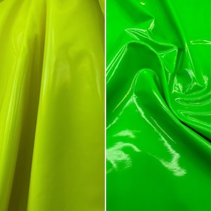 Glossy Fabric Neon Yellow or Neon Green 4 way stretch latex foil spandex 60" wide fabric sold by yard- plain shiny spandex fabric neon