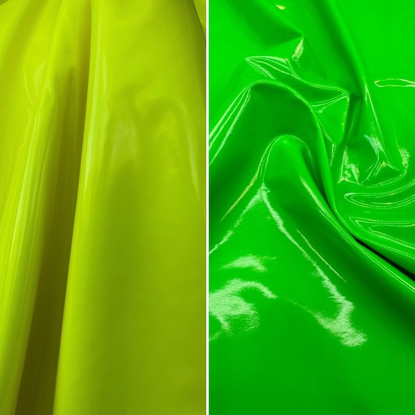 Tela brillante amarillo neón o verde neón 4 vías estiramiento lámina de látex spandex tela de 60" de ancho vendida cortada a medida- tela de spandex brillante liso neón