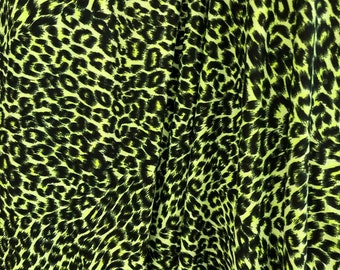 Neon Lime - Cheetah Print spandex Fabric Sold by Yard -Brushed Print