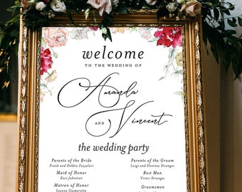 Wedding Welcome Sign | Custom Sign | Floral Wedding Program Sign | Wedding Welcome Program Poster | Wedding Program Printable PDF