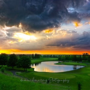 Golf Course, Sunset, Peninsula Lakes, Wall Art, Home Decor, Office Decor, Art Photo
