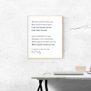 Ich dachte ich hab dich damals lieb | Brad Paisley | Musik Songtexte | Hochzeitslied | Erster Tanz-Druck Poster Wandkunst Sofort Download