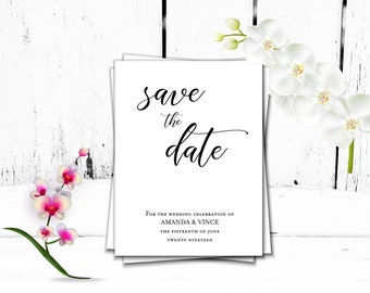 Save the Date | Elegant Wedding Invitation | Wedding Printable | Ready to Print | Custom Save the Date | PDF | Download and Print