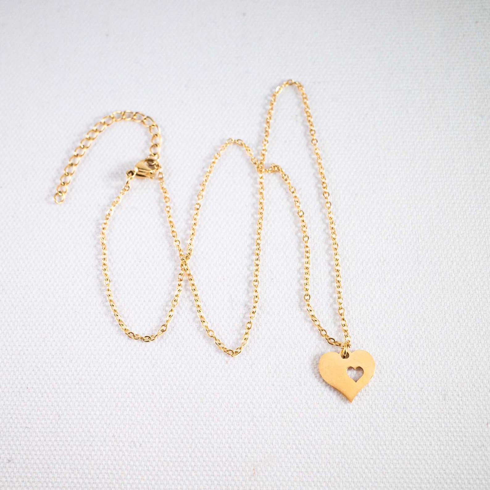 Chain with pendant Heart in Heart gold color 4046 Etsy