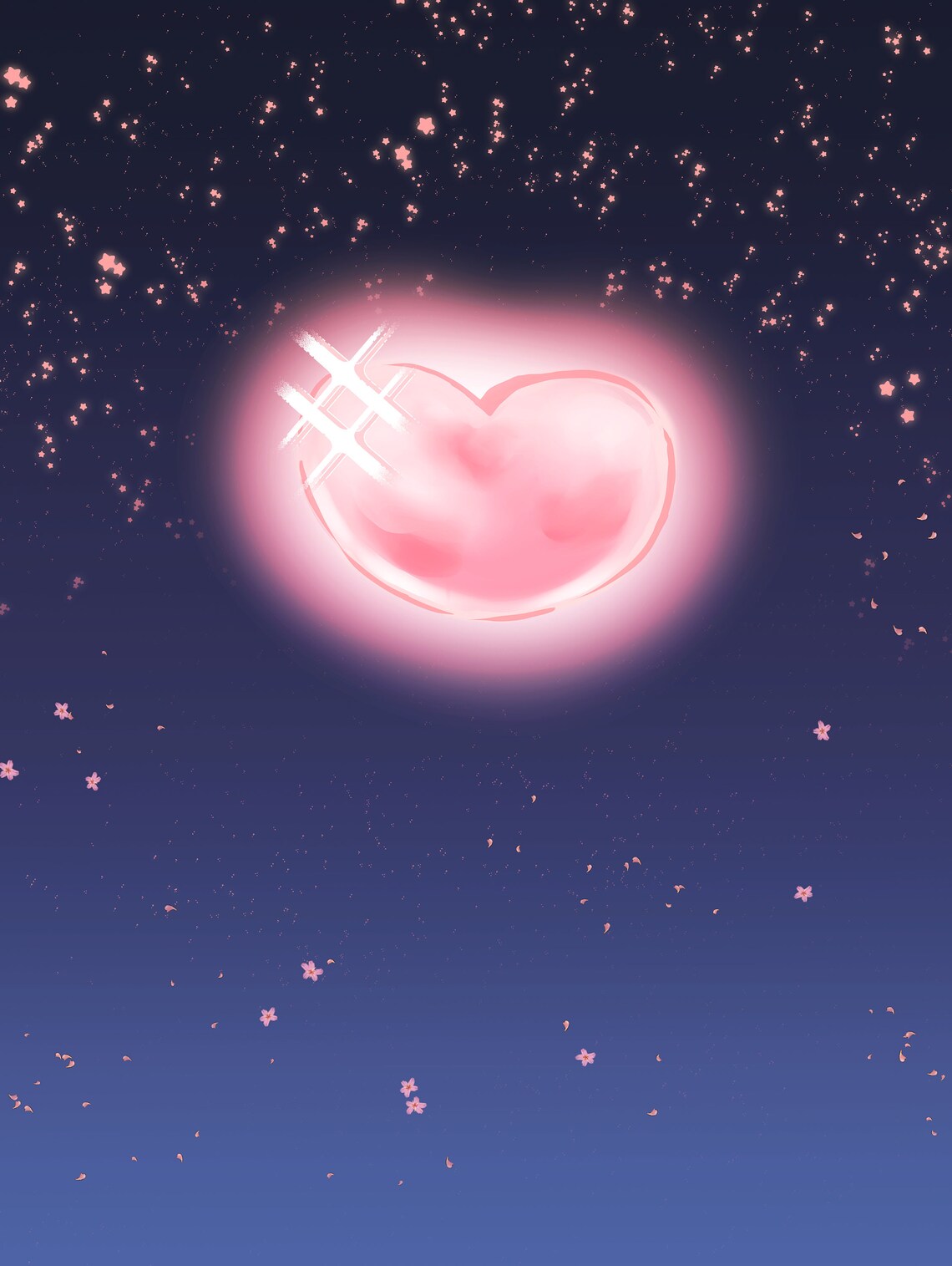 Heart Moon and Stars 1 Desktop 1 Phone Wallpaper | Etsy