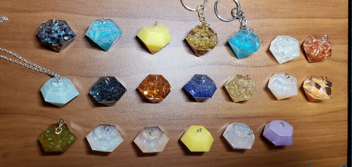 Resin Diamond Keychains and Neckalces Etsy