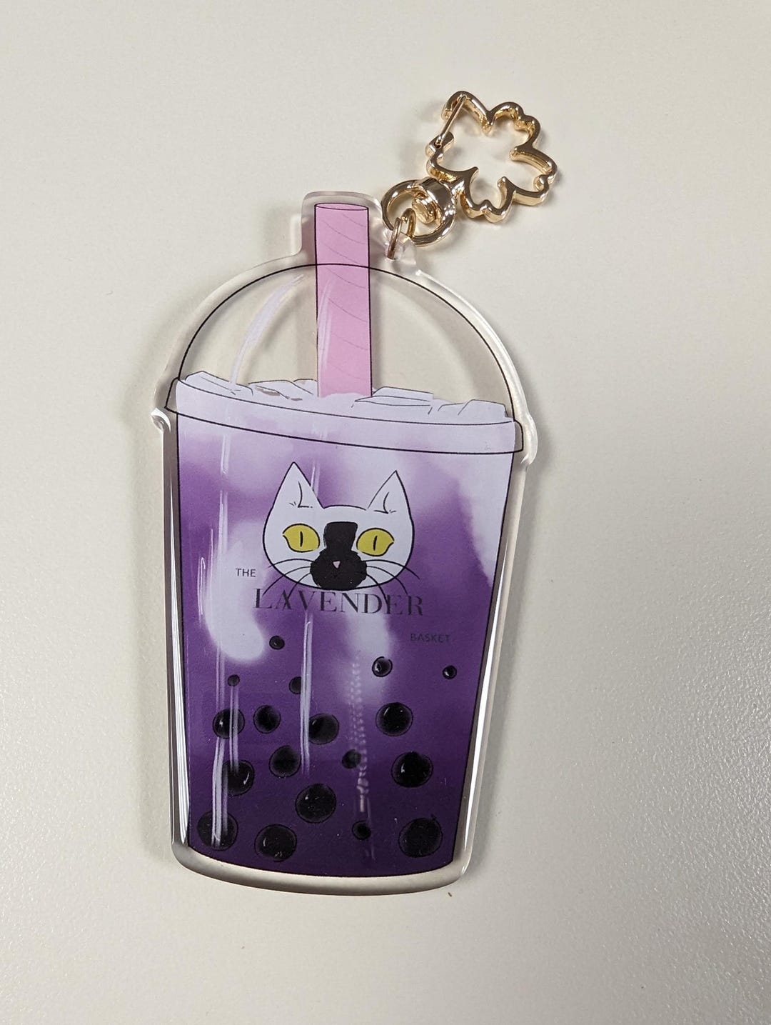 Taro Boba Cat Keychain - Cute Bag Accessory, Clip-ons - Etsy
