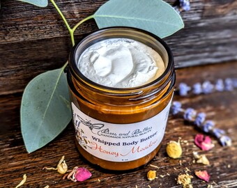 Honey Meadow Whipped Body Butter 6oz, Handmade Natural Beauty, Moisturizing Cream, Gift for Her/Mom, Nontoxic, Soft Skin, Organic Ingredient