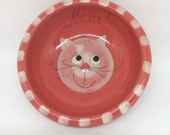 Pince à chats en céramique / rouge / fait à la main / résistant au lave-vaisselle / pour les amateurs de chats/ Allemagne/ original / pour chat / 013