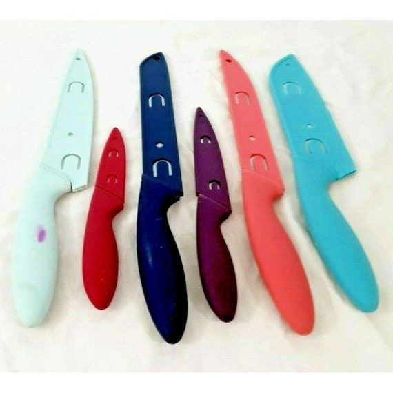 6 Piece Stainless Steel Blades Silicone Handles & Sheaths Prof CHEF KNIFE  SET 
