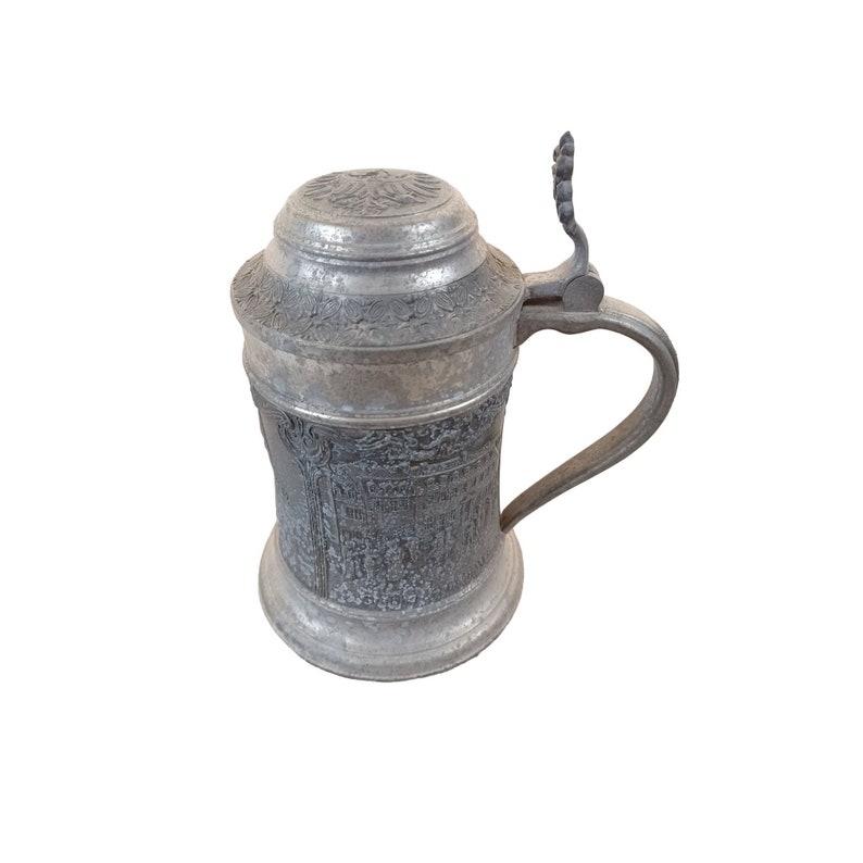 1960's Pewter Auth German Beer Stein Hinged Lid Vintage Etsy