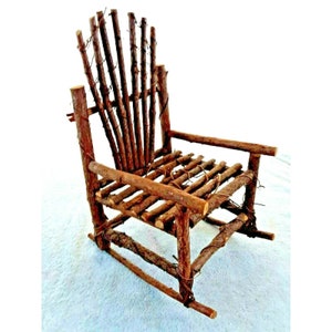18&quot; Doll Rocking Chair Hand Made Twig & Vine Willow Rustic Bent Wood Folk Art