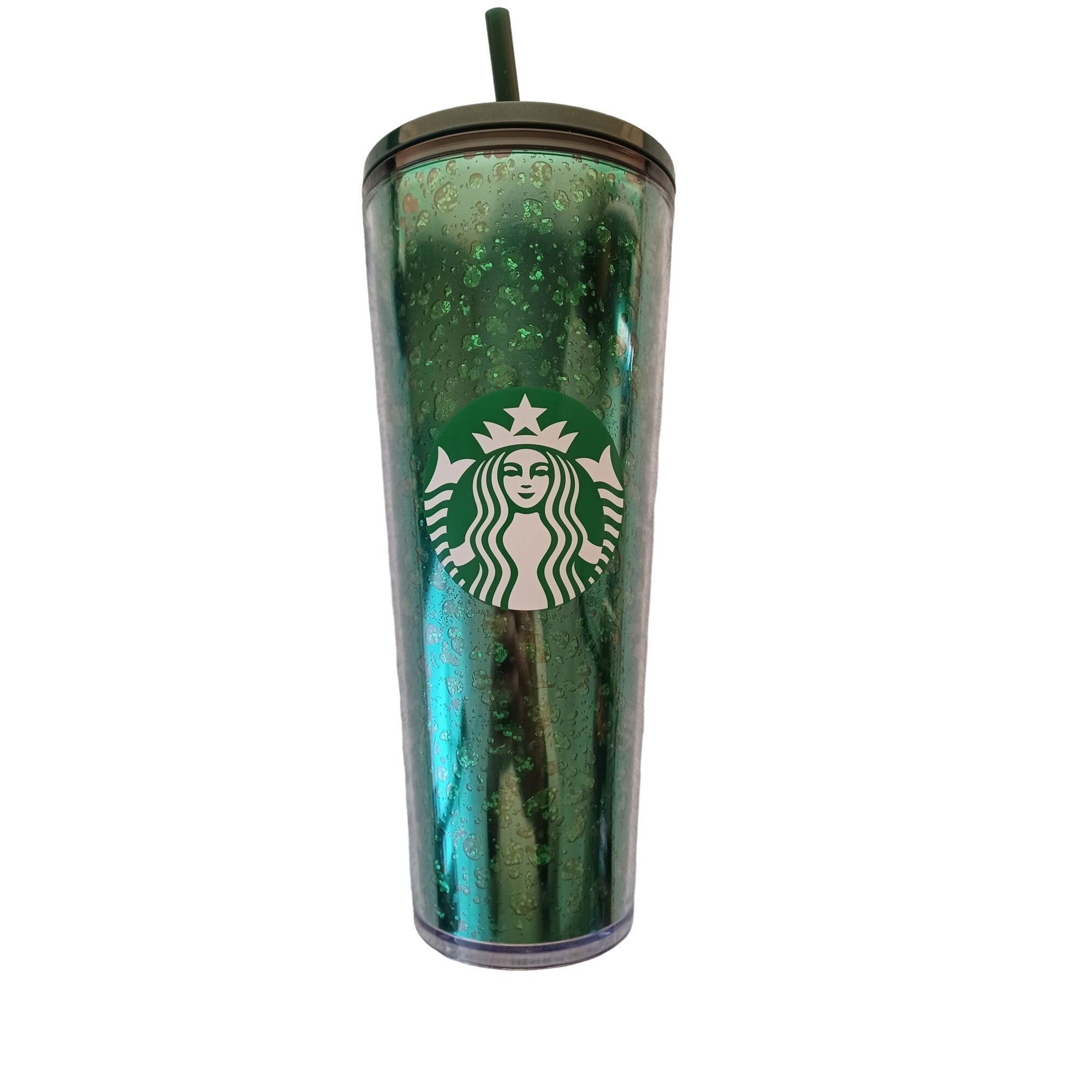 Starbucks 2019 Holiday Season Mercury Glitter Green Plastic  Cold Cup Tumbler - 24oz: Tumblers & Water Glasses