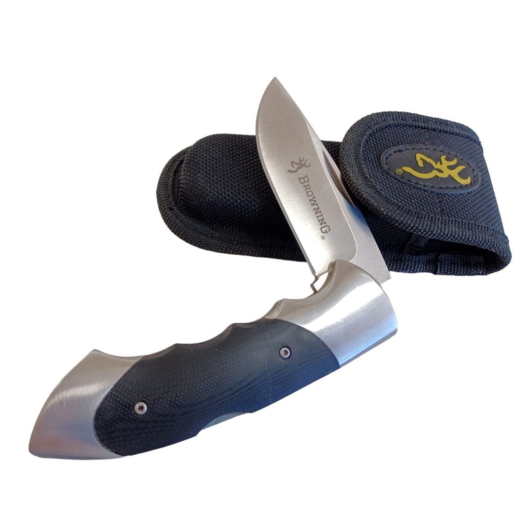 Vintage Browning Folding 8 Pocket Knife Nylon Sheath W Etsy