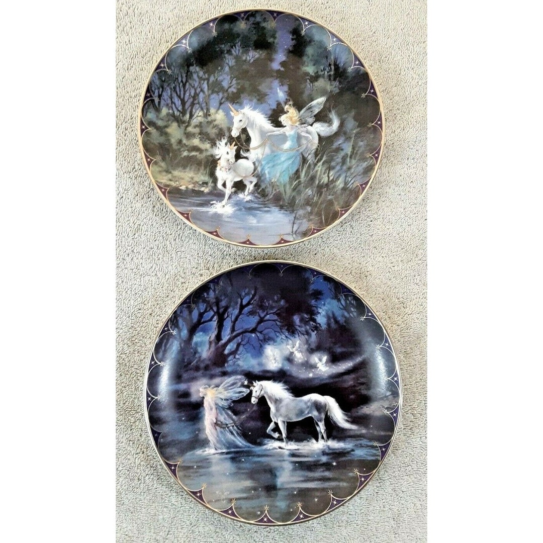 Fairies Unicorns Collector Plates Lot 2 Bradford Exchange Mythical