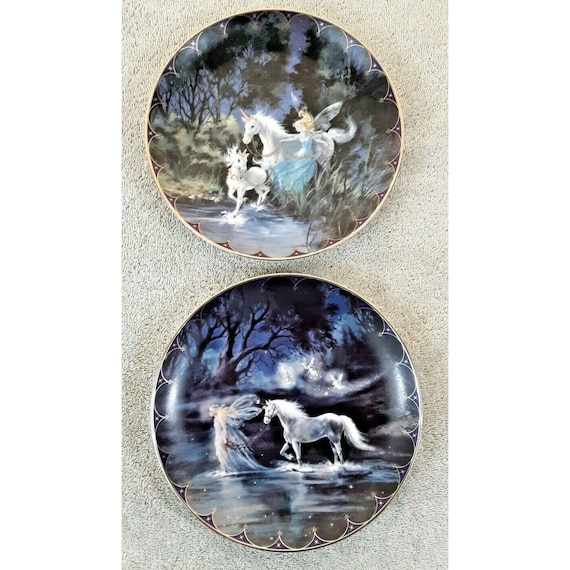 Fairies Unicorns Collector Plates Lot 2 Bradford Exchange Mythical