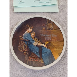 1978 Bed Time Moederdag Norman Rockwell Knowles China 8.5 &quot;Plate Cert of Auth