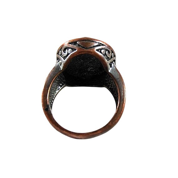 Vintage Byzantine Pattern Ring Copper Silver Wome… - image 6