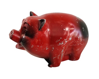 Vintage Die Cast Metal Piggy Bank Tri County Savings & Loan Torrington WY 5.5"
