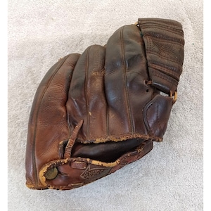 Vintage Rawlings Leather Baseball Mitt Antique Sport Glove Collectible Patina