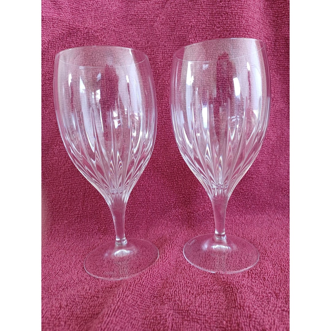 Set of 2 8 Stemmed Crystal Water Goblet Wine Glass Etsy