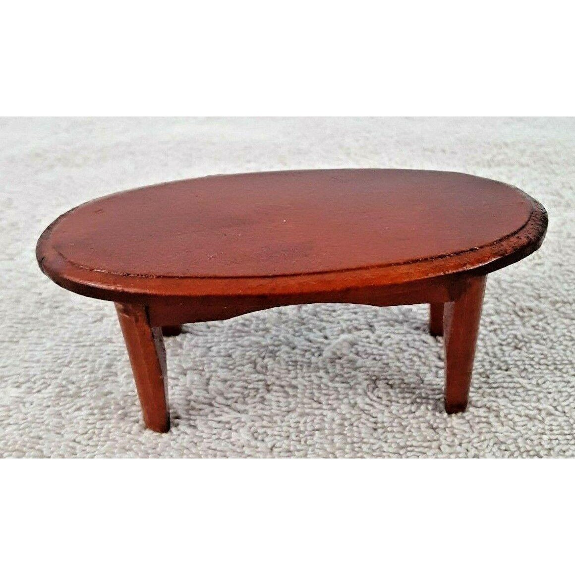 Vintage 3.75 Oval Wood Coffee Table Dollhouse Miniatura Etsy España