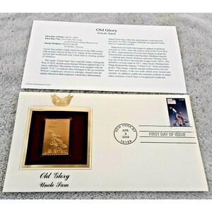 2003 Old Glory Uncle Sam 22K Gold Replica of United States Stamp Commem
