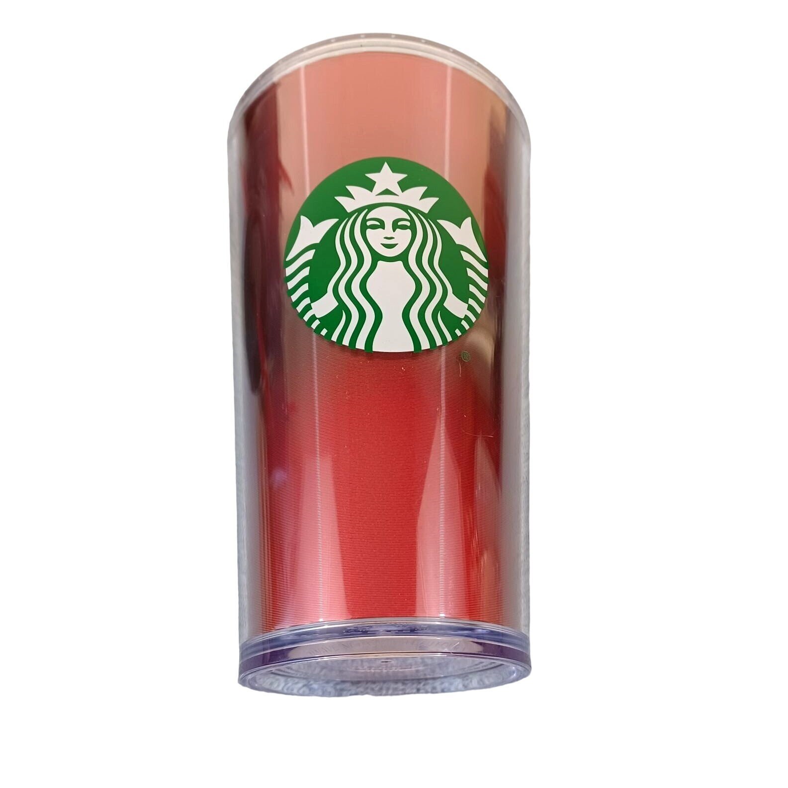 Starbucks Coffee 6.5" Red Wave  Plastic Cold Cup 16oz  w/Lid No Straw