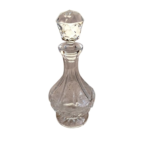 9" x 3,5" Heavy Crystal Decanter mit Stopper Bar Serveware Facettiert Klar