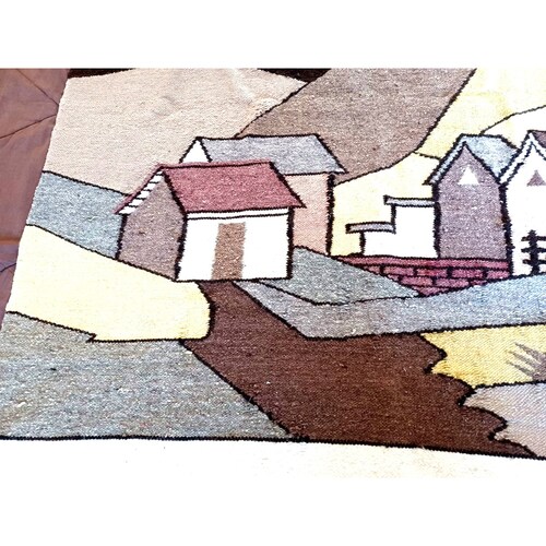 Vintage Antique Hand Woven Wool Blanket Throw 48