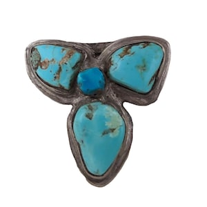 Navajo 1 1/2&quot; Silver Blue Turquois1960&#39;s Pendant Southwest Native Am Vintage